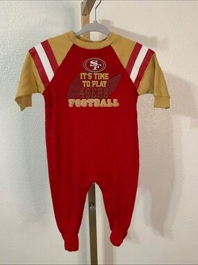 NFL San Francisco 49ers Red & Gold Kids One-Piece 3-6M